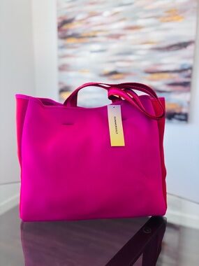 NWT Summersalt Neoprene Beach Tote Hibiscus & Lava Pink Red